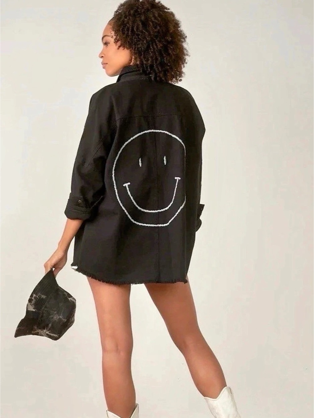 Elan Dolly Smiley Shacket Black Size Small